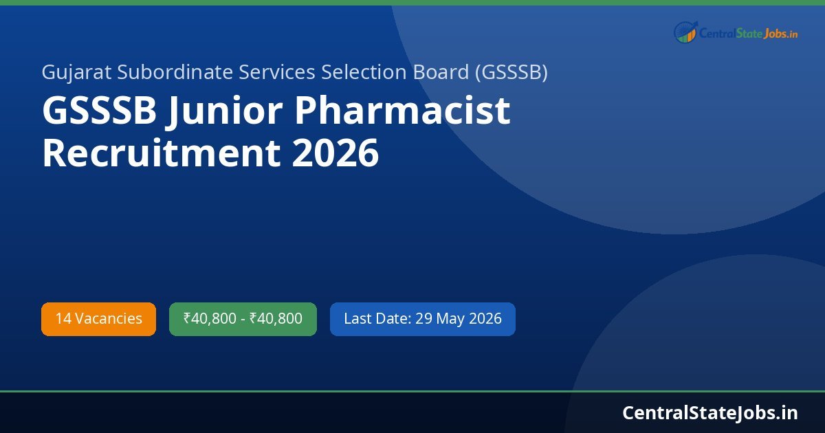 GSSSB Junior Pharmacist Recruitment 2026