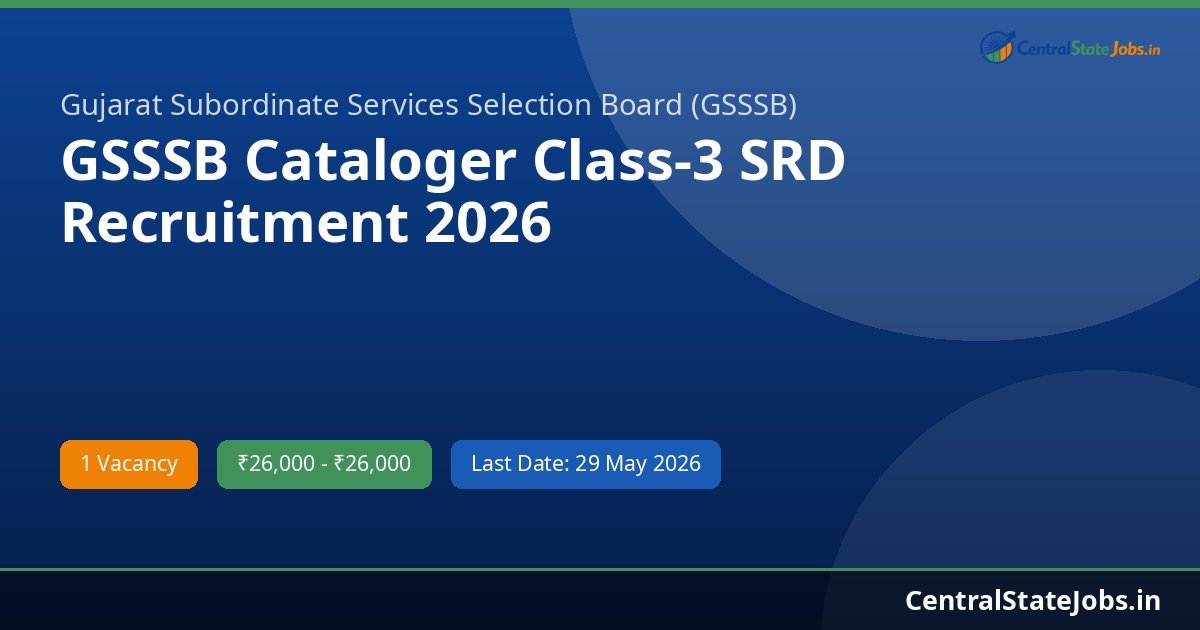 GSSSB Cataloger Class-3 SRD Recruitment 2026