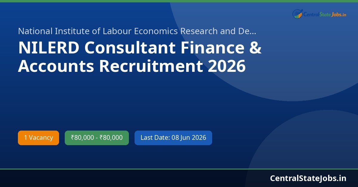 NILERD Consultant Finance & Accounts Recruitment 2026