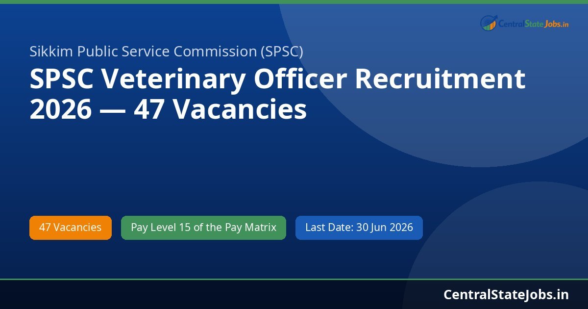 SPSC Veterinary Officer Recruitment 2026 — 47 Vacancies