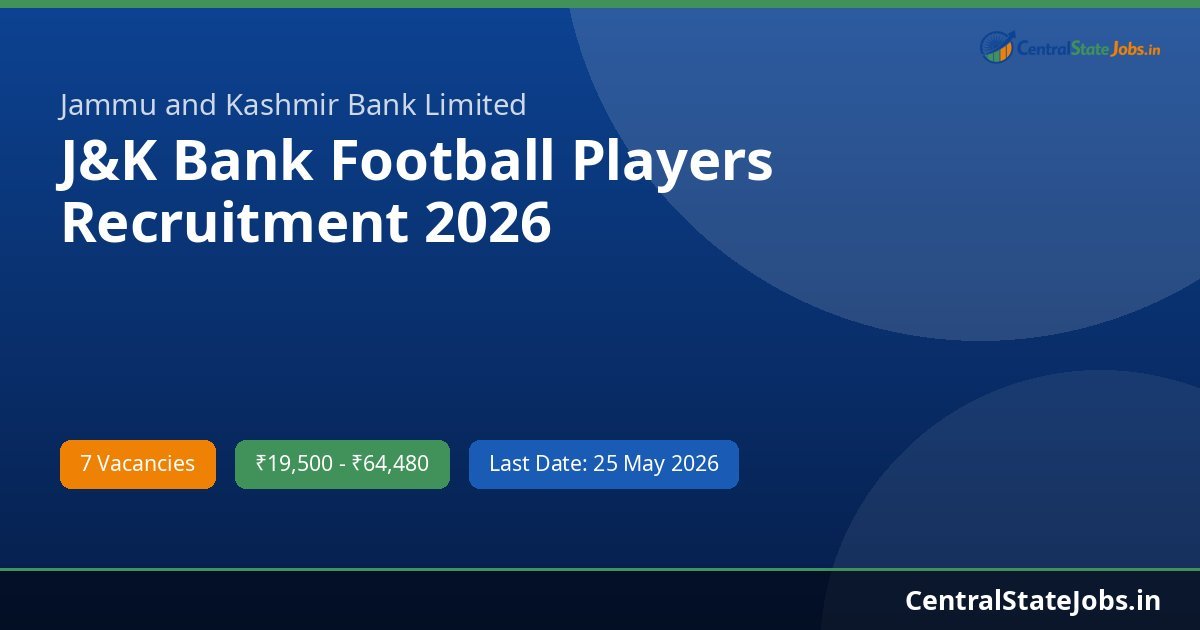 J&K Bank Football Players Recruitment 2026
