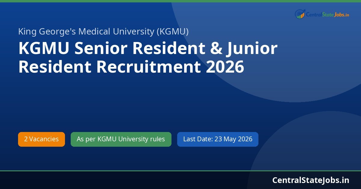 KGMU Senior Resident & Junior Resident Recruitment 2026