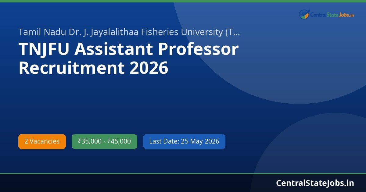 TNJFU Assistant Professor Recruitment 2026