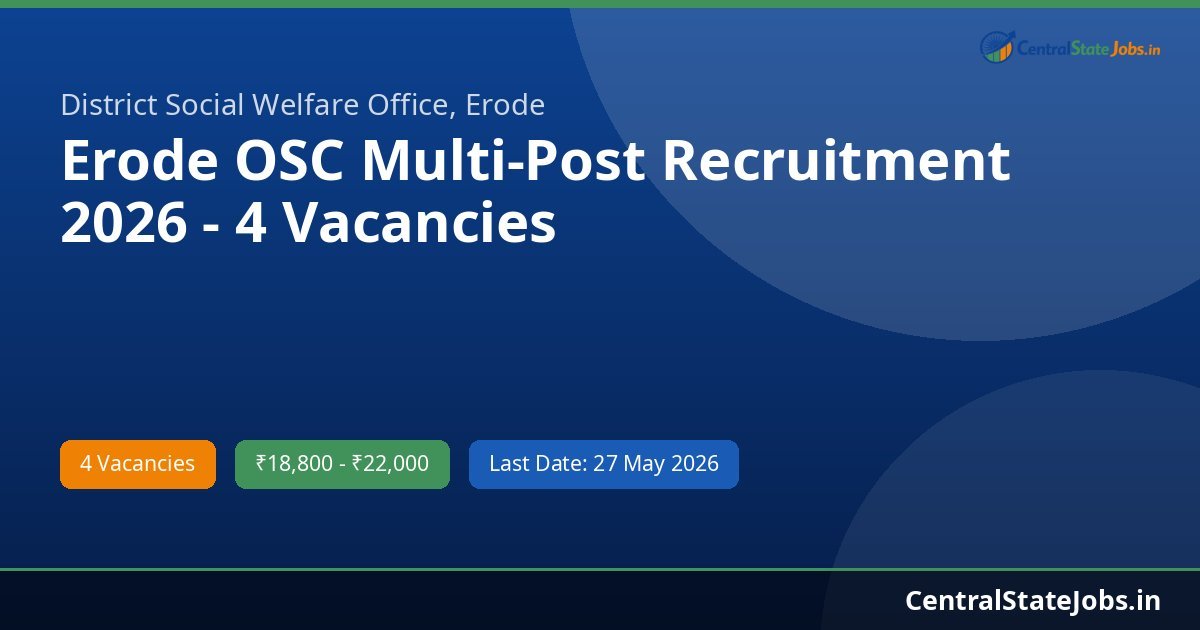 Erode OSC Multi-Post Recruitment 2026 - 4 Vacancies