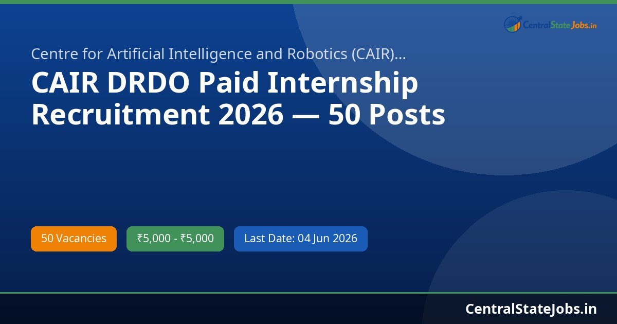 CAIR DRDO Paid Internship Recruitment 2026 — 50 Posts