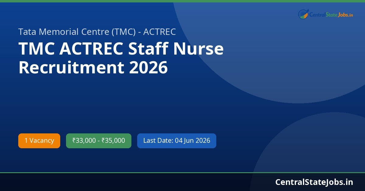 TMC ACTREC Staff Nurse Recruitment 2026