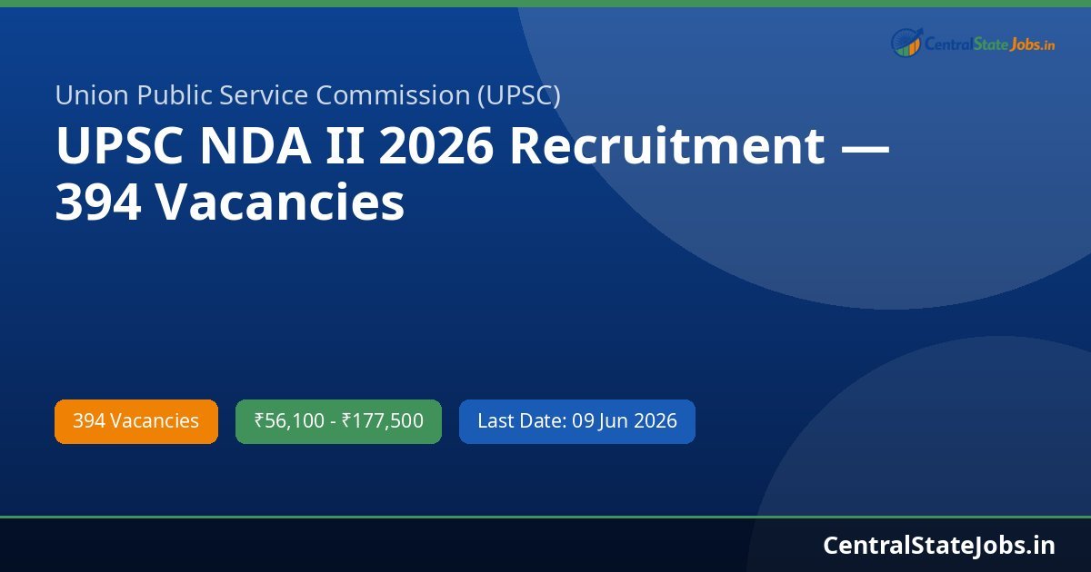 UPSC NDA II 2026 Recruitment — 394 Vacancies