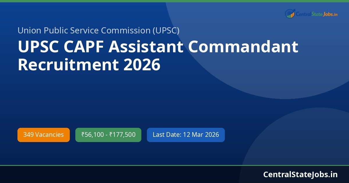 UPSC CAPF Assistant Commandant Recruitment 2026