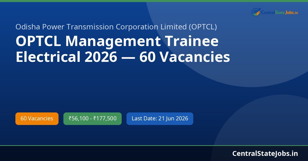 OPTCL Management Trainee Electrical 2026 — 60 Vacancies