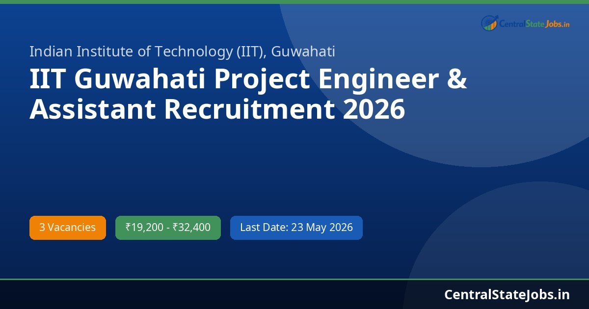 IIT Guwahati Project Engineer & Assistant Recruitment 2026