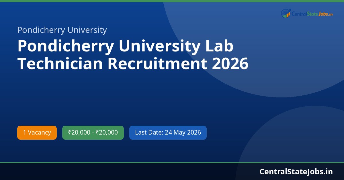 Pondicherry University Lab Technician Recruitment 2026
