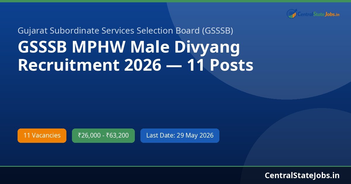 GSSSB MPHW Male Divyang Recruitment 2026 — 11 Posts
