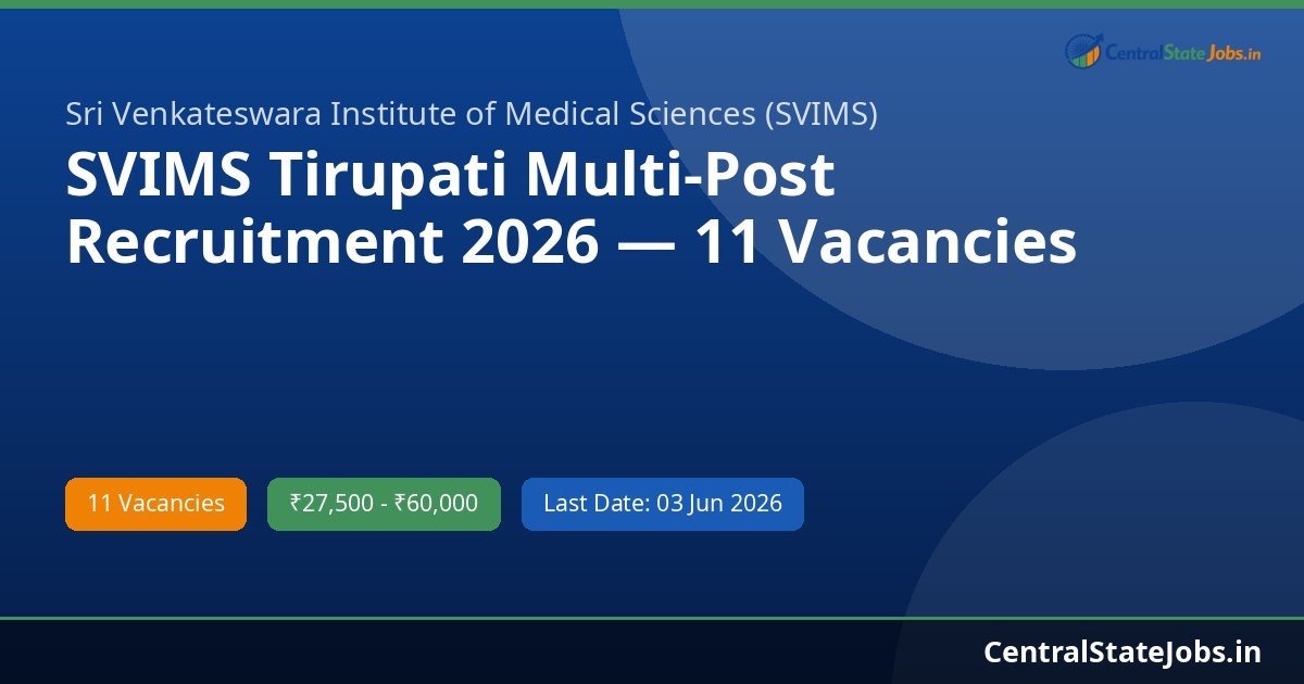 SVIMS Tirupati Multi-Post Recruitment 2026 — 11 Vacancies