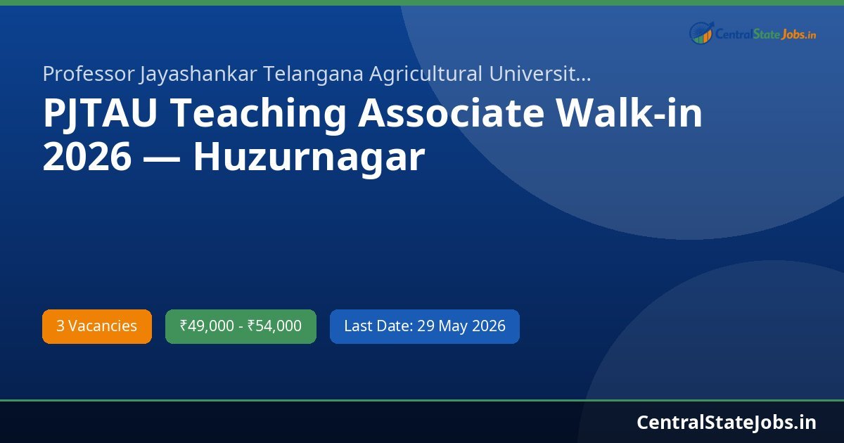 PJTAU Teaching Associate Walk-in 2026 — Huzurnagar
