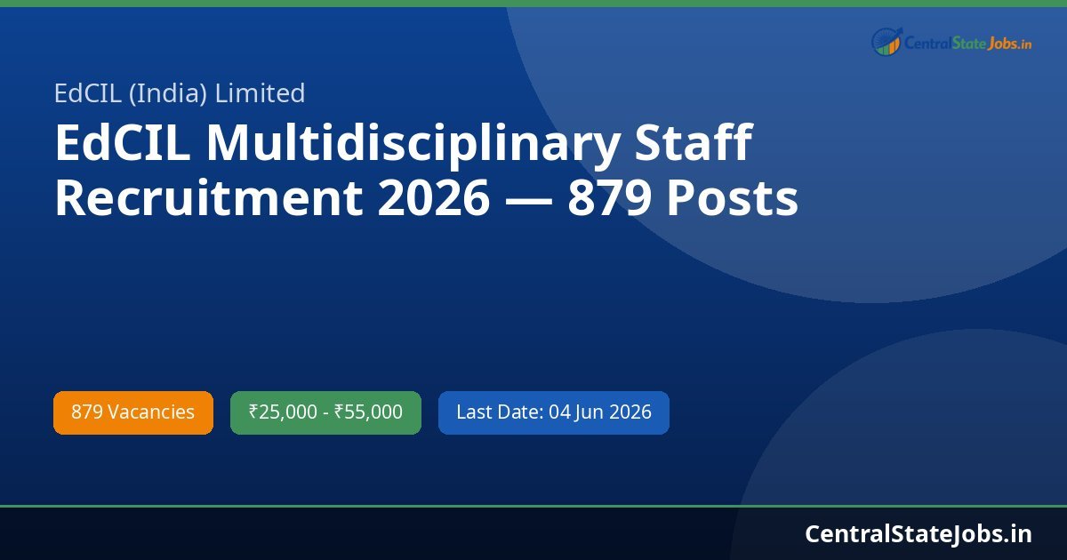 EdCIL Multidisciplinary Staff Recruitment 2026 — 879 Posts