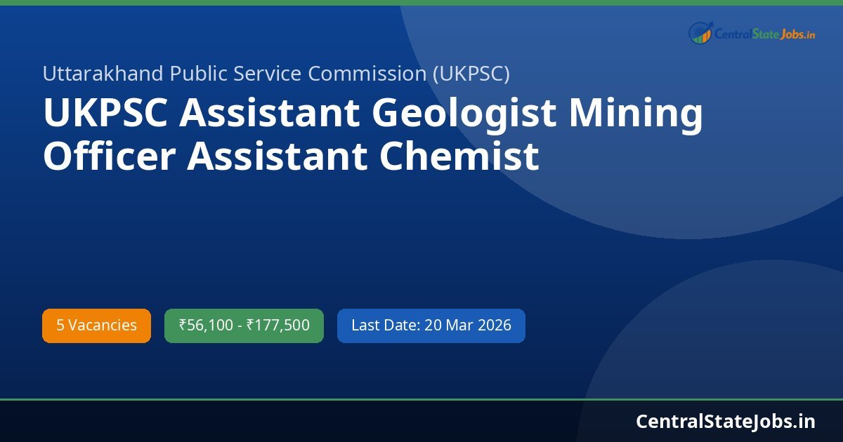 UKPSC Assistant Geologist Mining Officer Assistant Chemist Recruitment 2026