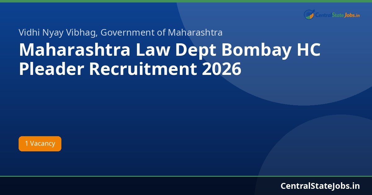 Maharashtra Law Dept Bombay HC Pleader Recruitment 2026