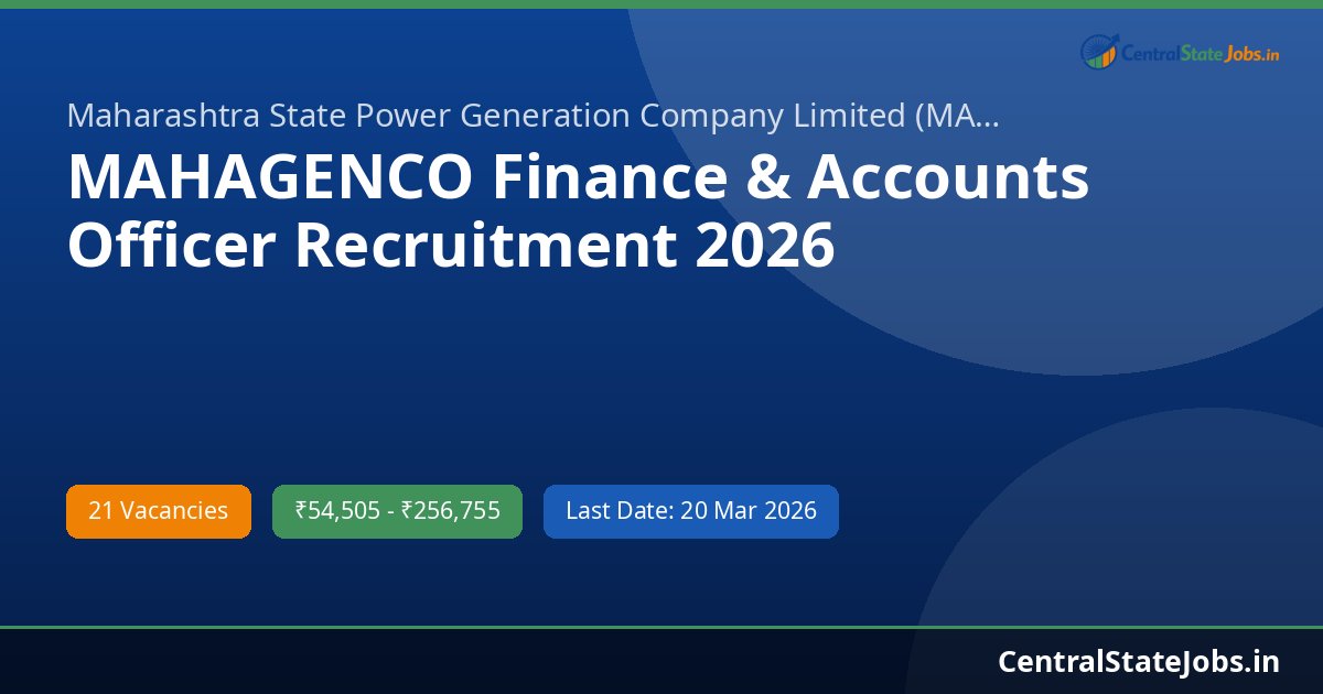 MAHAGENCO Finance & Accounts Officer Recruitment 2026