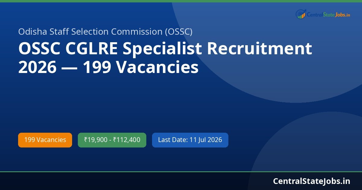 OSSC CGLRE Specialist Recruitment 2026 — 199 Vacancies