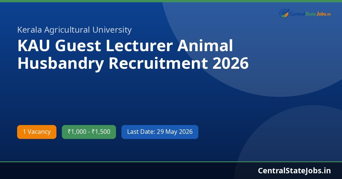 KAU Guest Lecturer Animal Husbandry Recruitment 2026
