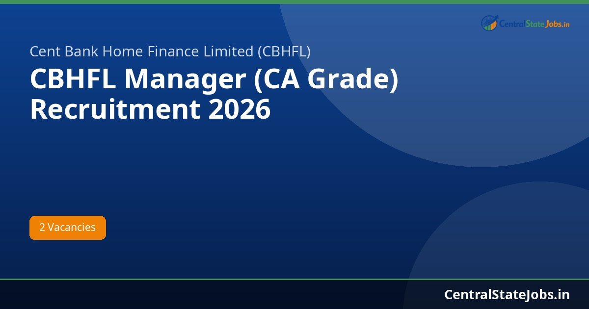 CBHFL Manager (CA Grade) Recruitment 2026