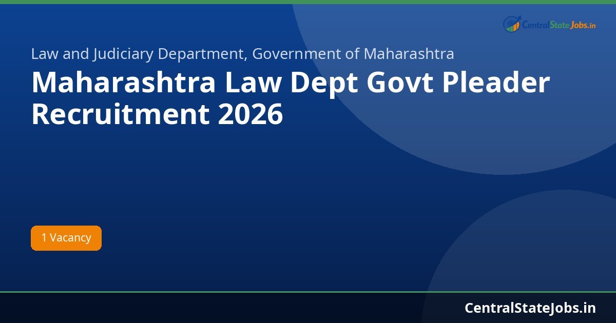 Maharashtra Law Dept Govt Pleader Recruitment 2026
