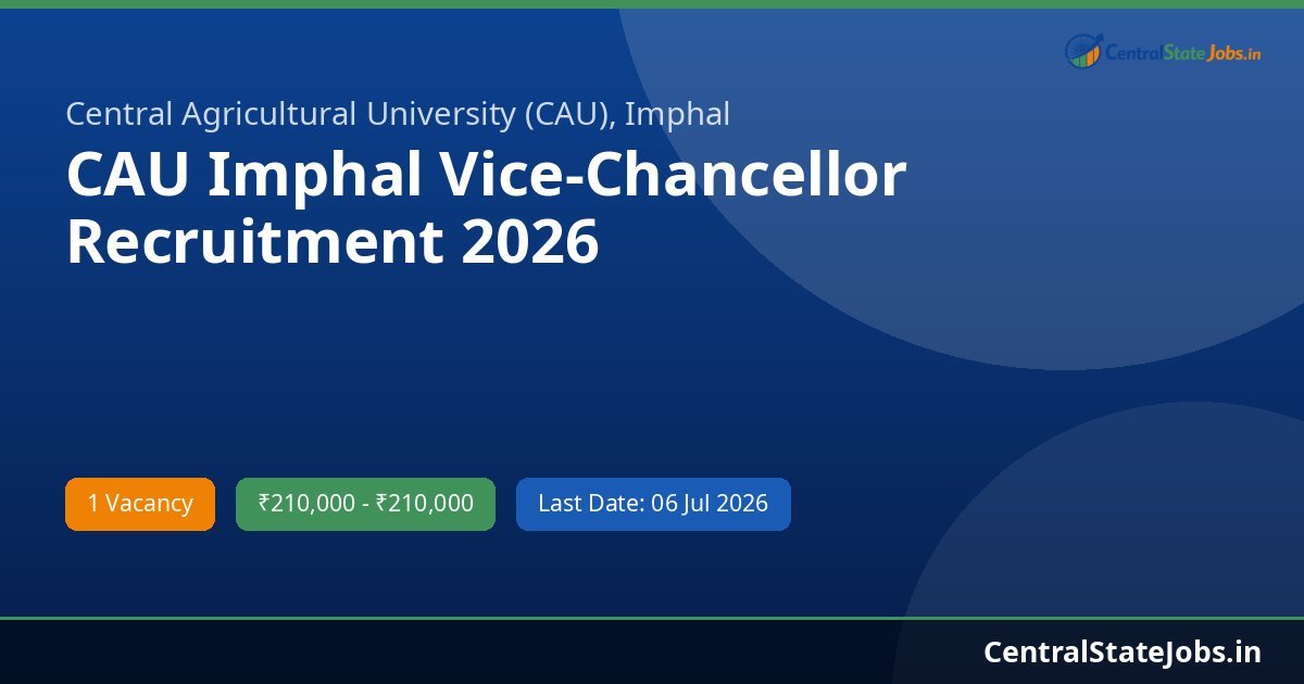 CAU Imphal Vice-Chancellor Recruitment 2026