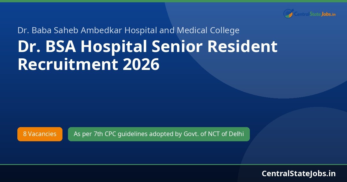 Dr. BSA Hospital Senior Resident Recruitment 2026