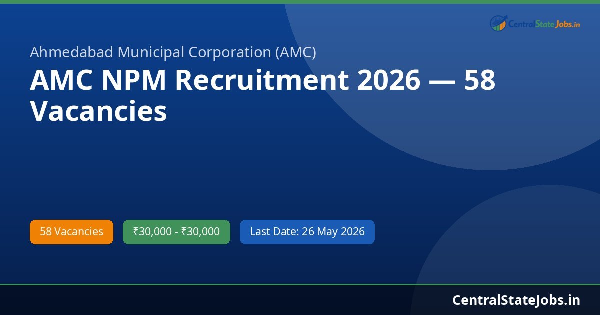 AMC NPM Recruitment 2026 — 58 Vacancies