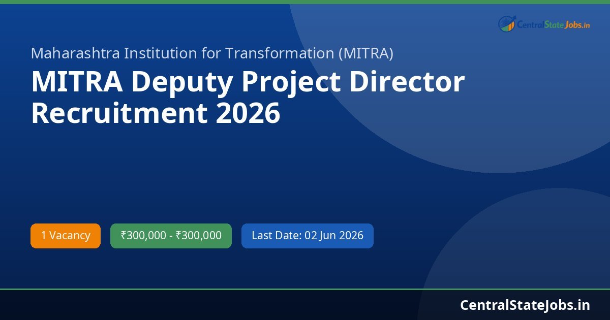 MITRA Deputy Project Director Recruitment 2026