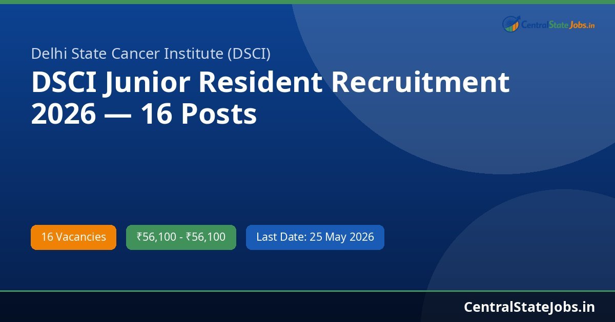 DSCI Junior Resident Recruitment 2026 — 16 Posts