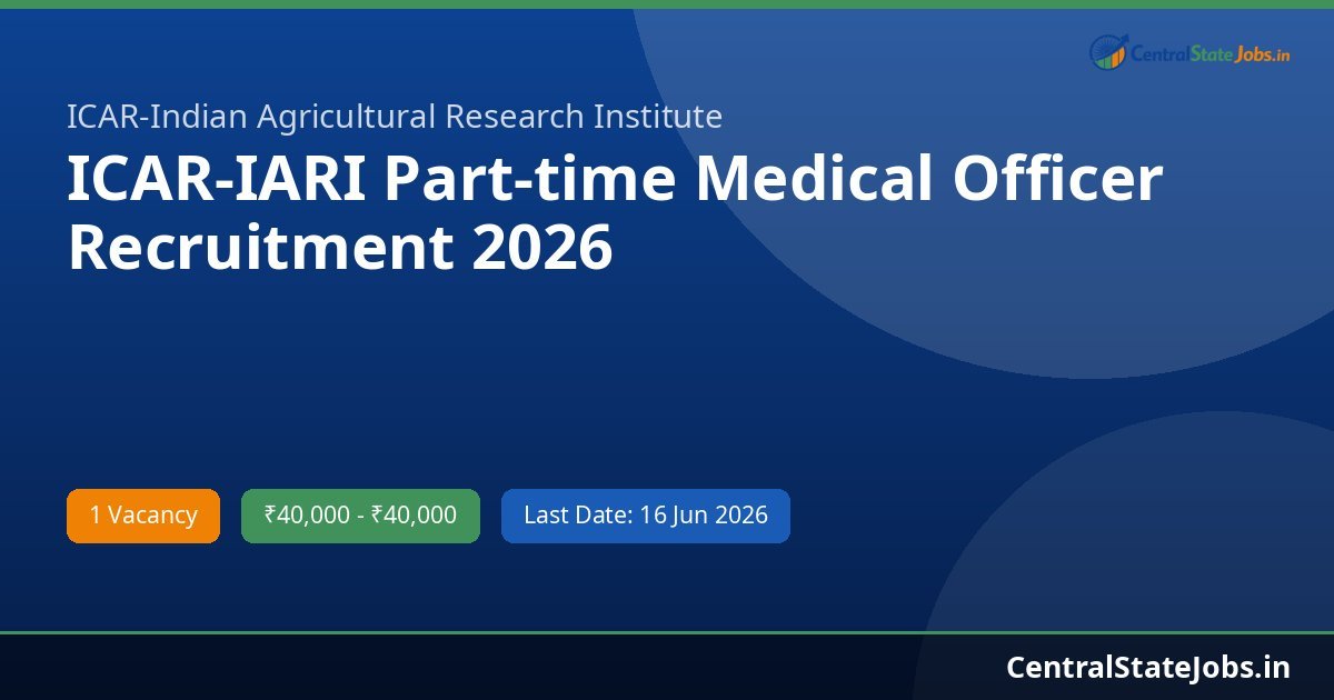 ICAR-IARI Part-time Medical Officer Recruitment 2026