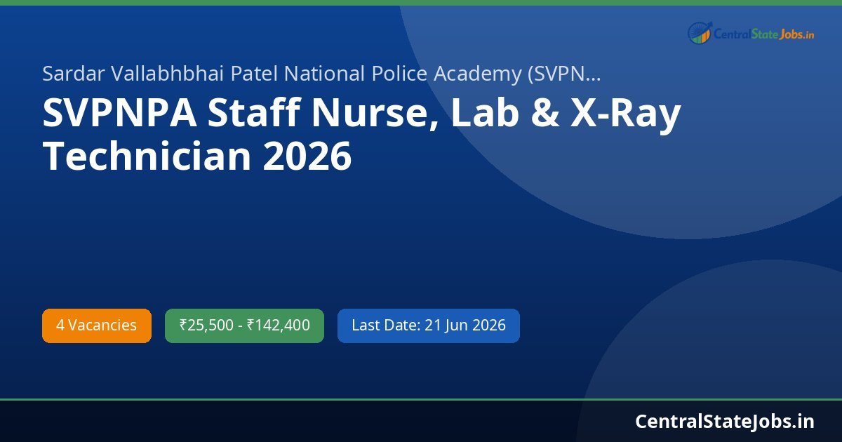 SVPNPA Staff Nurse, Lab & X-Ray Technician 2026