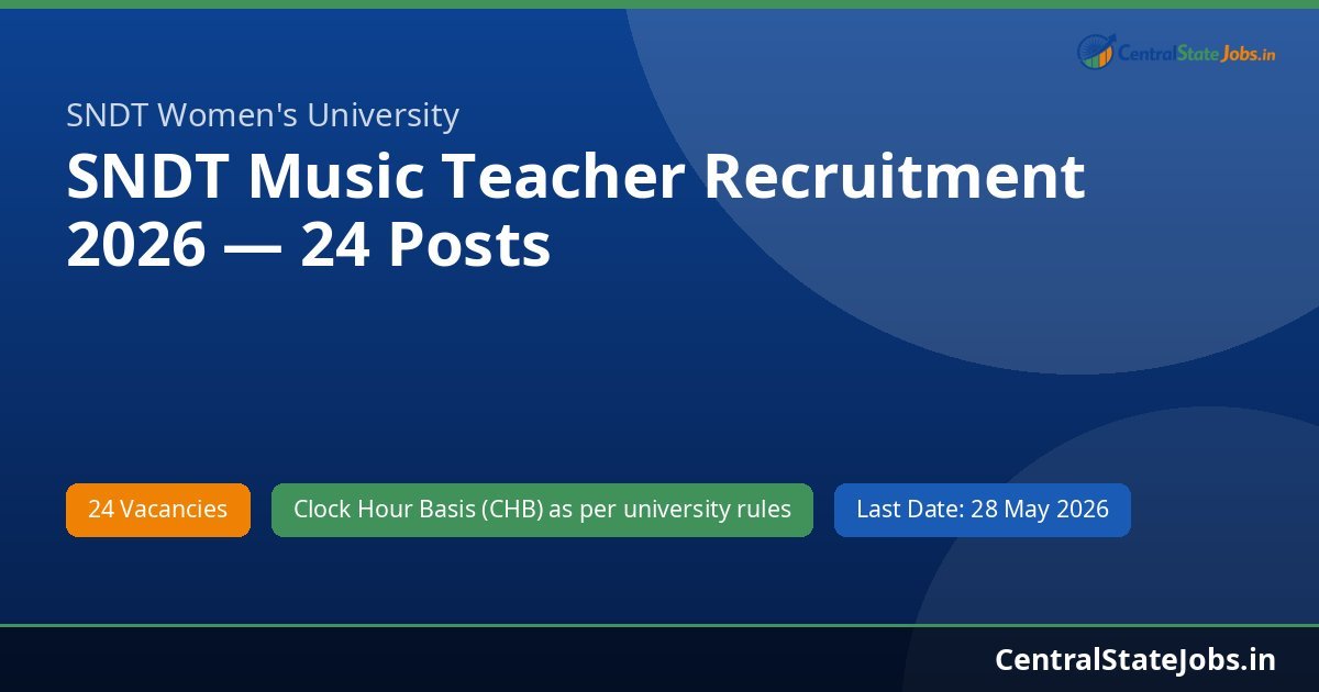 SNDT Music Teacher Recruitment 2026 — 24 Posts