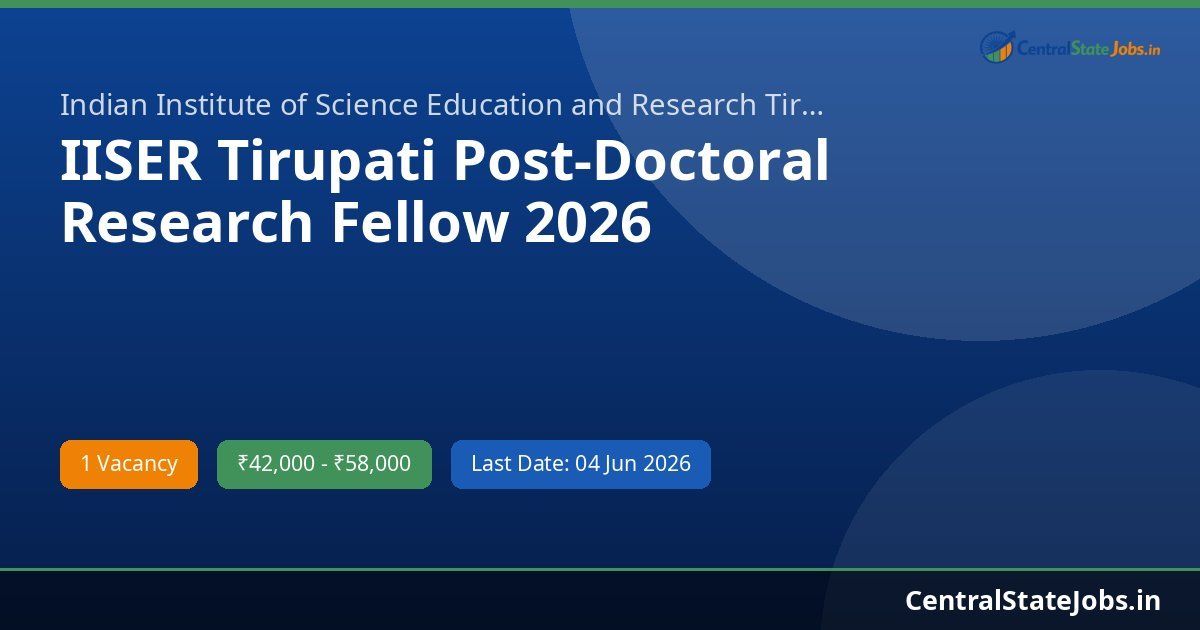 IISER Tirupati Post-Doctoral Research Fellow 2026