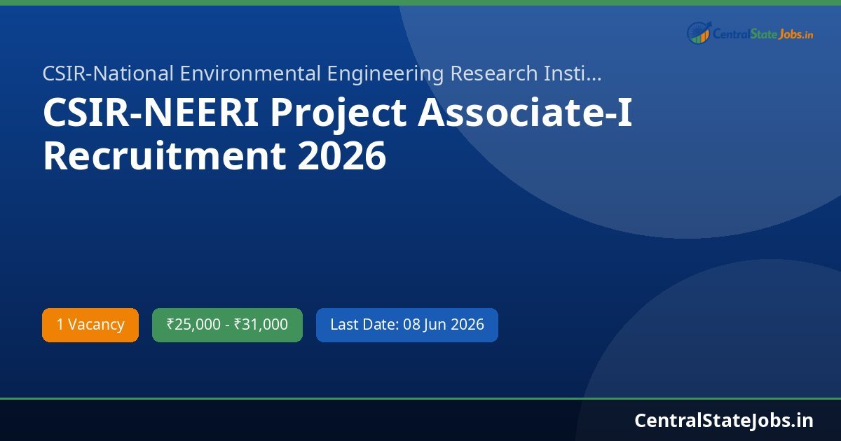 CSIR-NEERI Project Associate-I Recruitment 2026