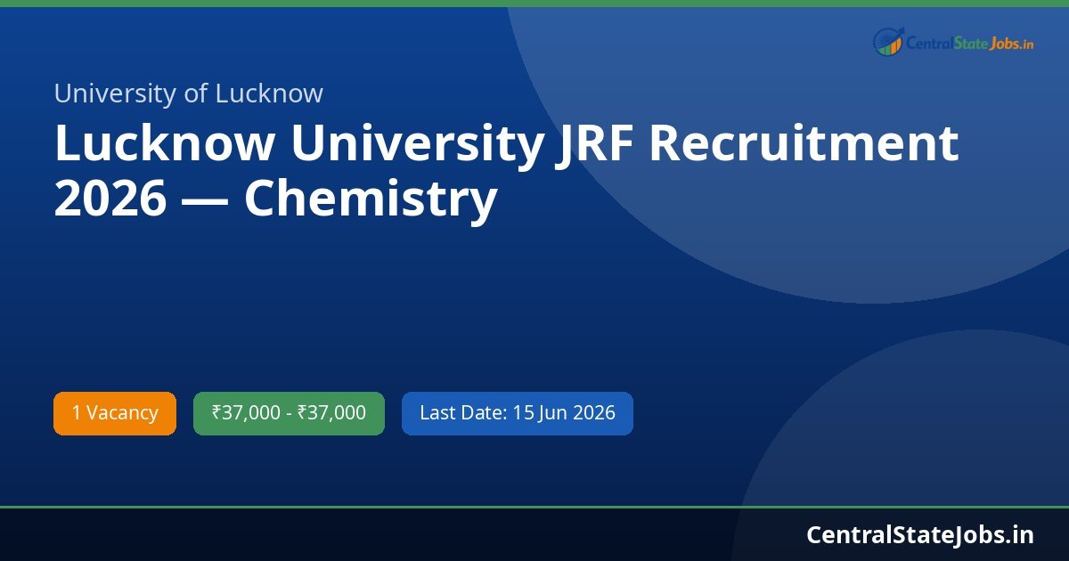 Lucknow University JRF Recruitment 2026 — Chemistry