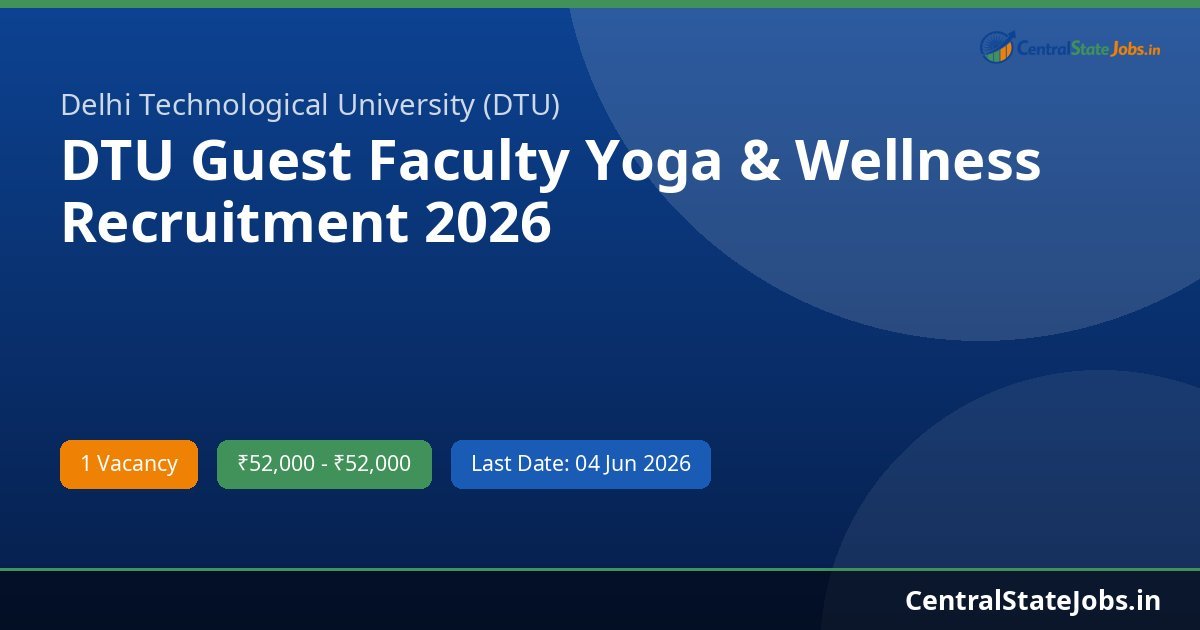 DTU Guest Faculty Yoga & Wellness Recruitment 2026