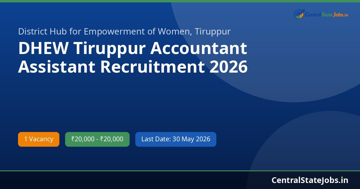 DHEW Tiruppur Accountant Assistant Recruitment 2026