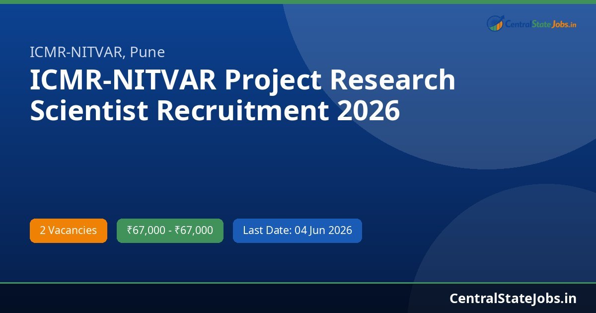 ICMR-NITVAR Project Research Scientist Recruitment 2026