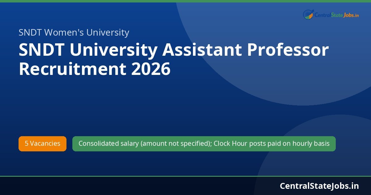 SNDT University Assistant Professor Recruitment 2026
