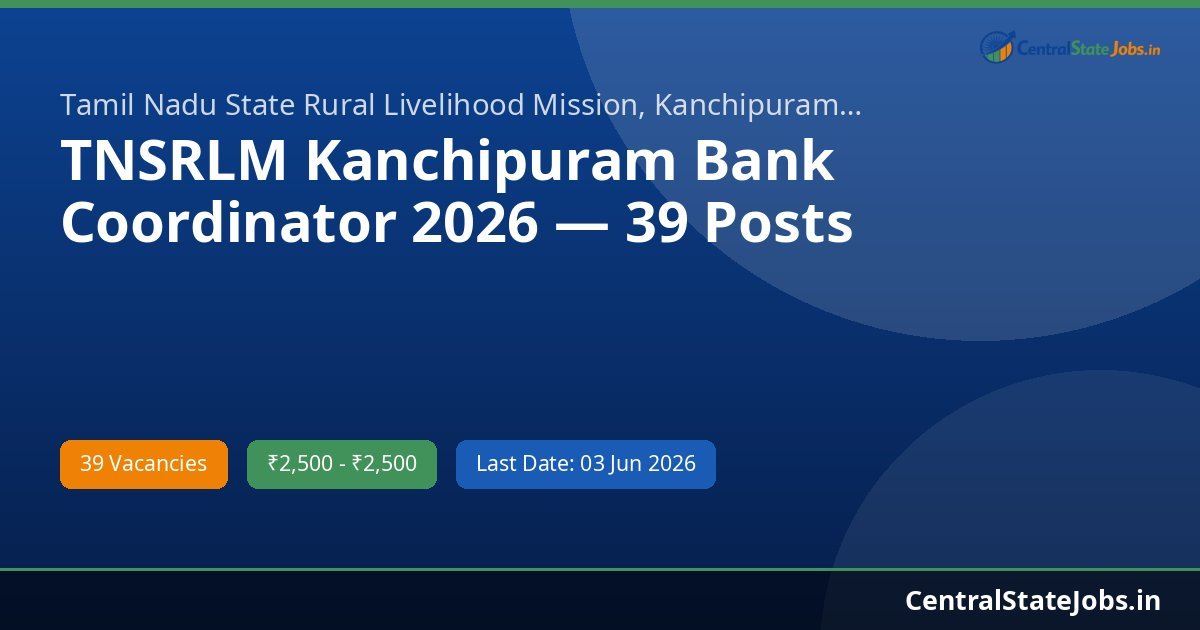 TNSRLM Kanchipuram Bank Coordinator 2026 — 39 Posts