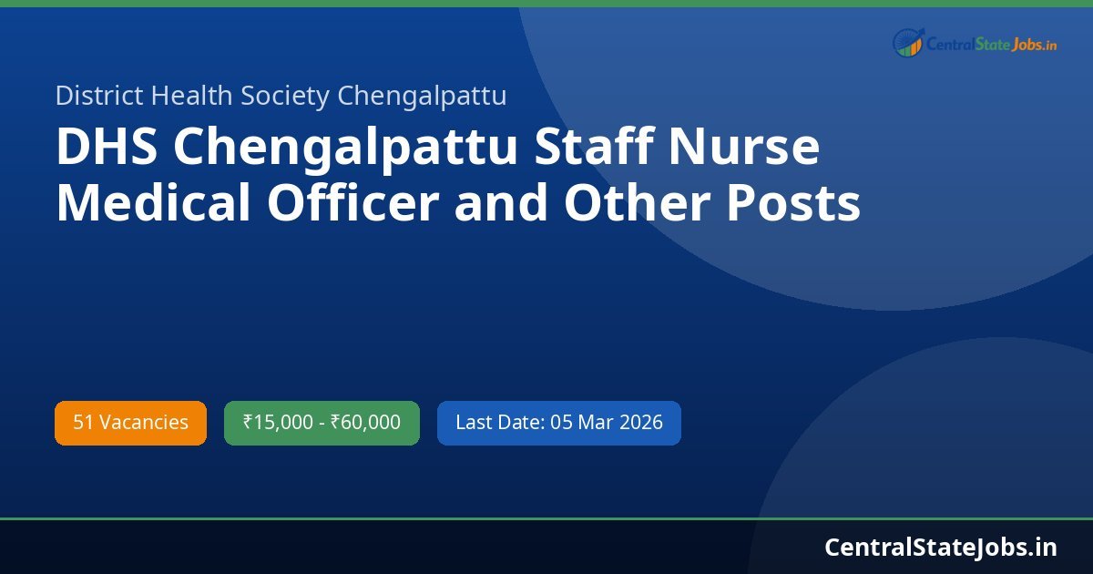 DHS Chengalpattu Staff Nurse Medical Officer and Other Posts Recruitment 2026