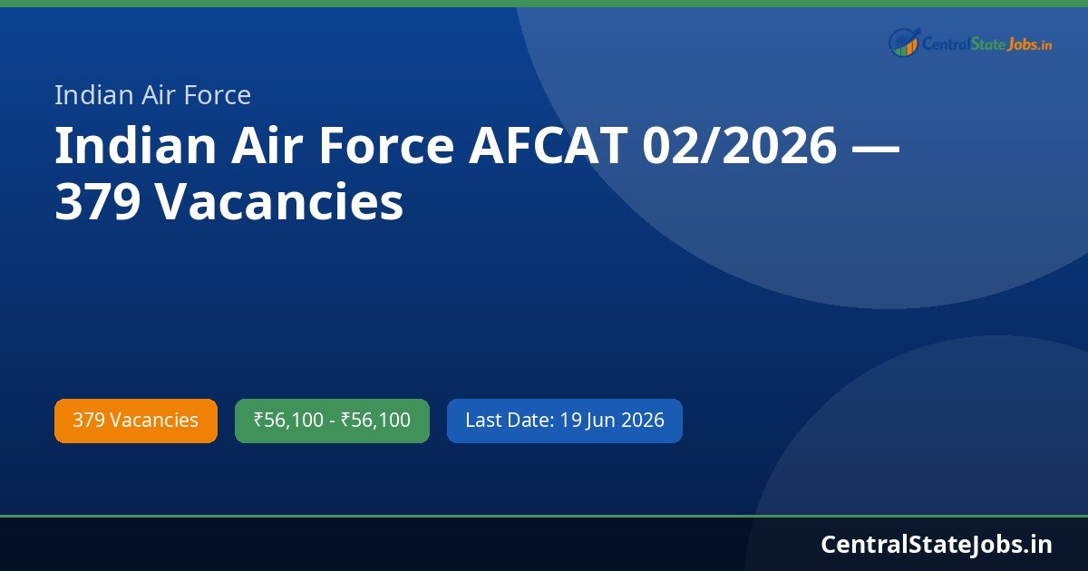 Indian Air Force AFCAT 02/2026 — 379 Vacancies