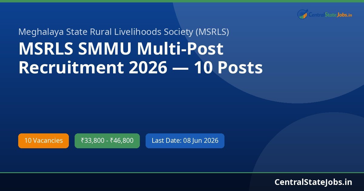 MSRLS SMMU Multi-Post Recruitment 2026 — 10 Posts