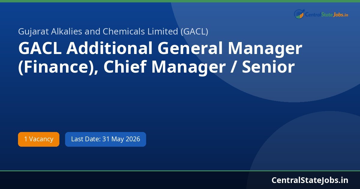 GACL Additional General Manager (Finance), Chief Manager / Senior Recruitment 2026
