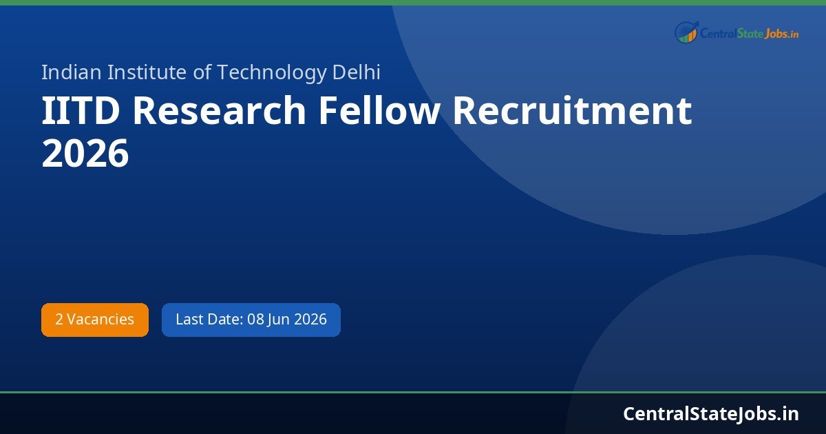 IITD Research Fellow Recruitment 2026
