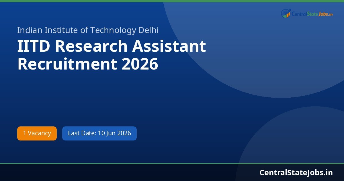 IITD Research Assistant Recruitment 2026