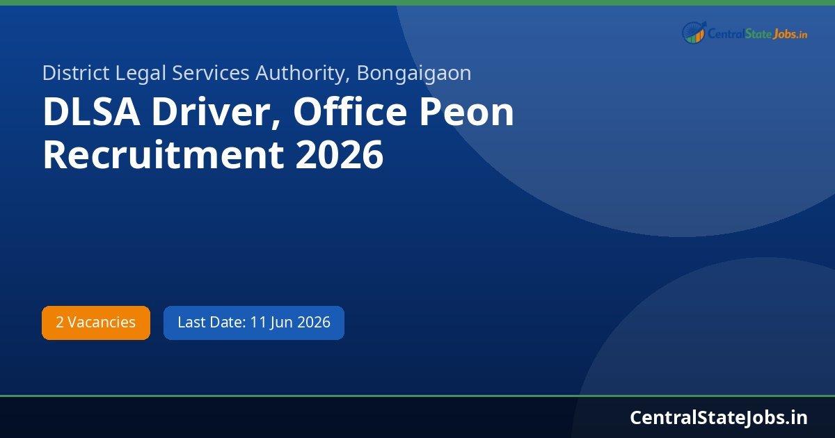 DLSA Driver, Office Peon Recruitment 2026