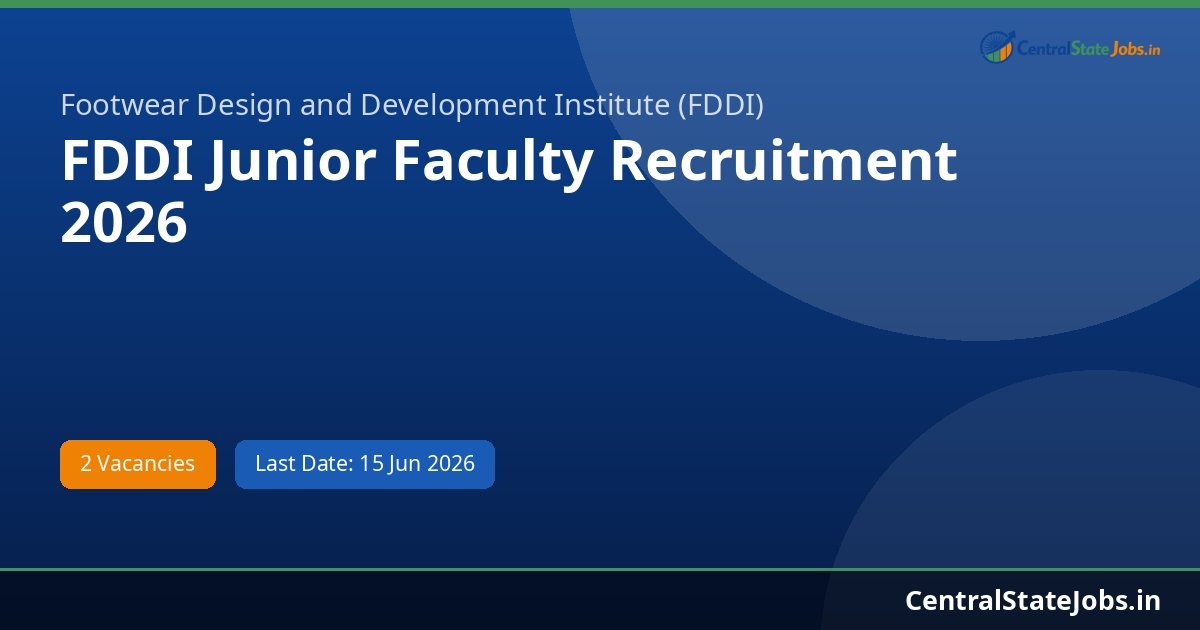 FDDI Junior Faculty Recruitment 2026